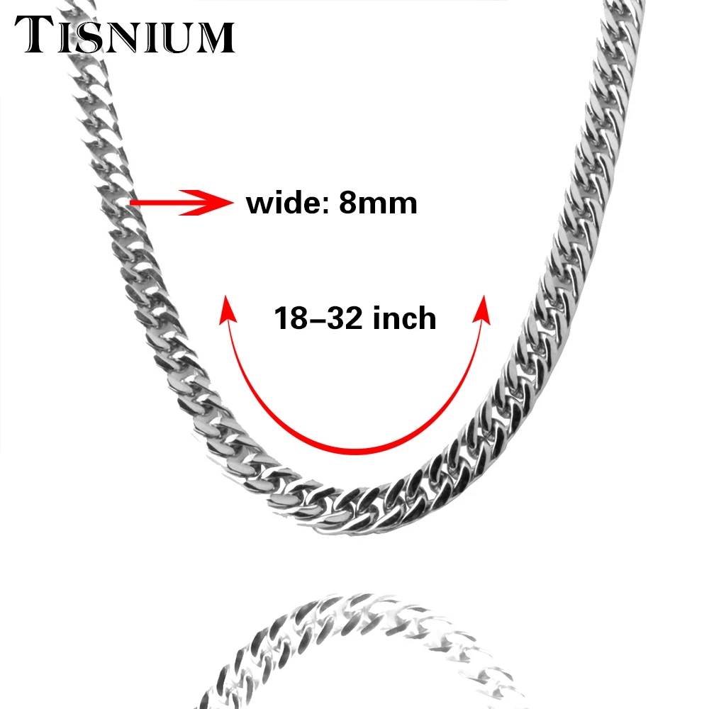 Мужская цепочка-чокер из нержавеющей стали, 8 мм