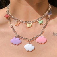 harajuku ins style butterfly cloud pendant necklace for women metal choker clavicle chain boho summer party jewelry girls gifts