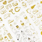 6 листов милые кошки золотистые наклейки DIY дневник в стиле Скрапбукинг Декоративные наклейки Kawaii