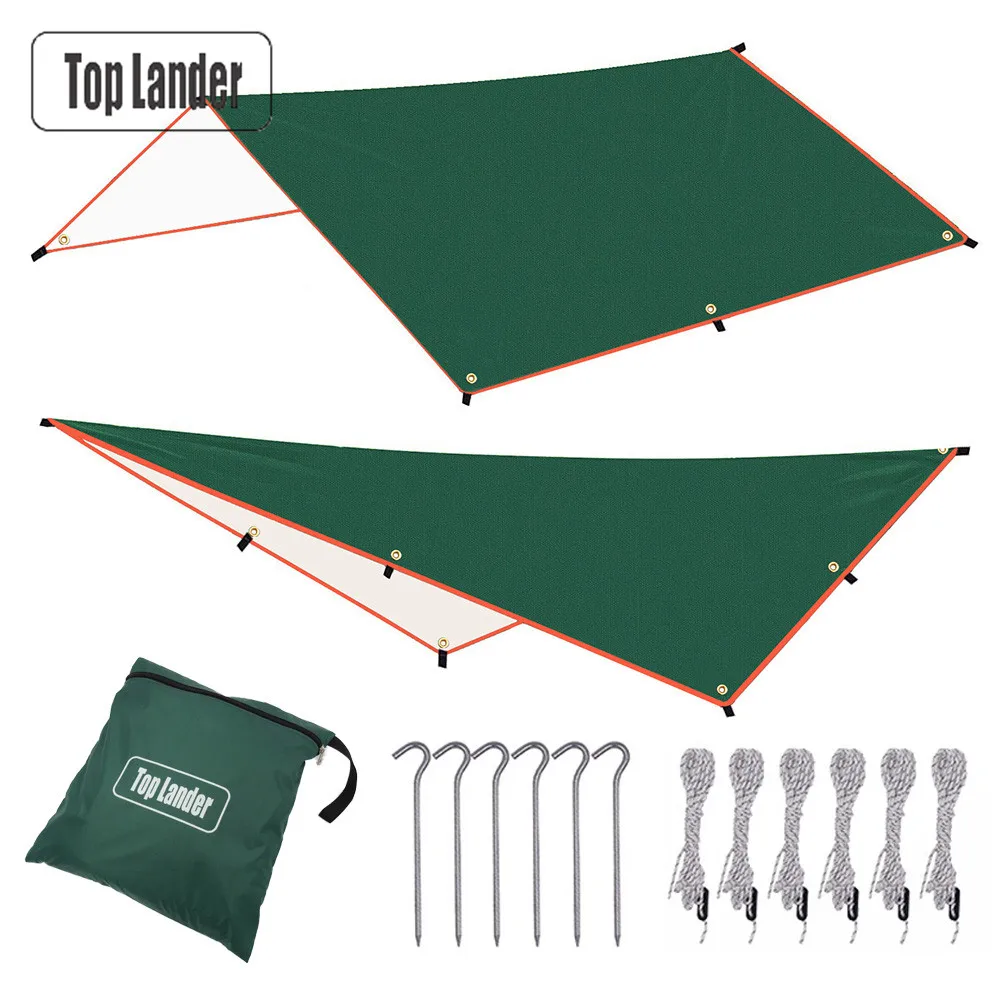 3x3m 3x4m 3x5m Tourist Awning with 6 Pegs 6 Ropes Waterproof Canopy Sunshade Garden Beach Umbrella Travel Camping Tent Tarp
