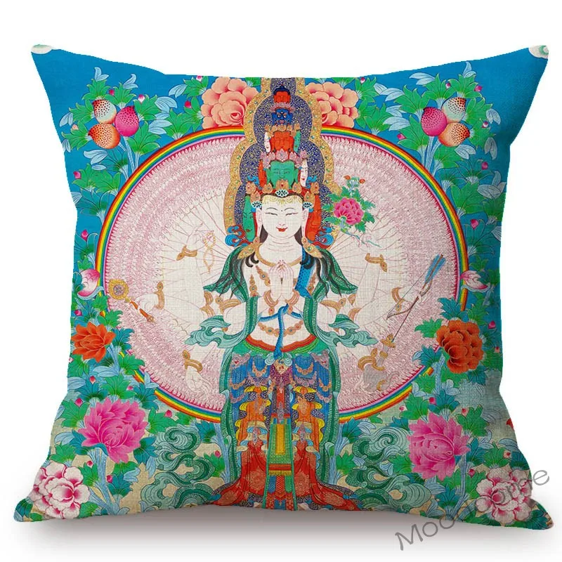 Красочный синий буддизм искусство Бодхисаттва Богатство Бог сакамуни танка