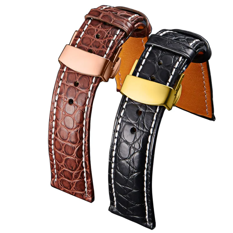 Роскошные острорылый крокодил кожаный ремень для бренд Наручные часы Для мужчин