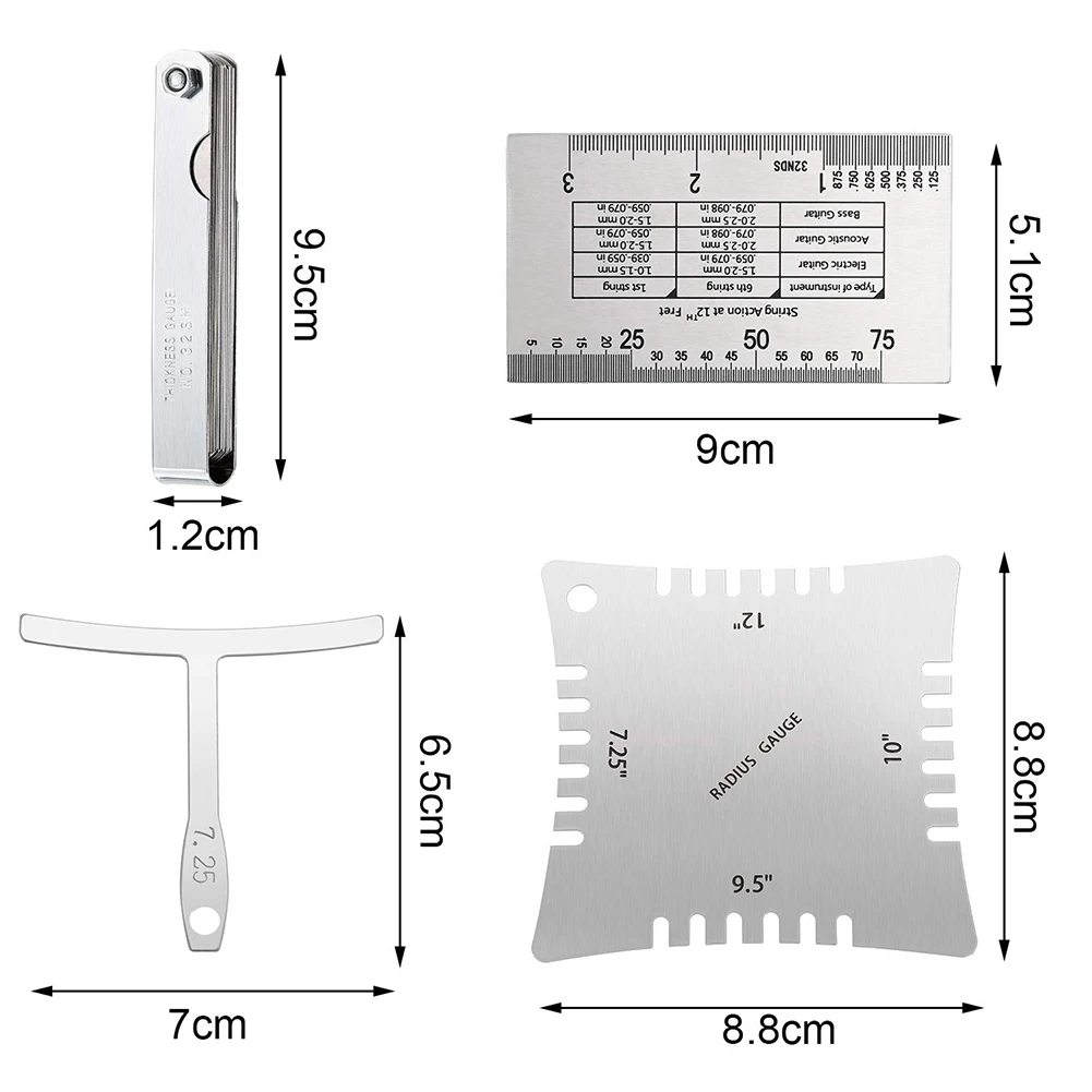

1 Set Guitar Measure Tool Understring Radius Notched Radius Gauges String Action Ruler Guitar Luthier Tool for Bass