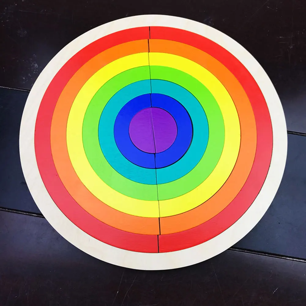 Цветные радужные деревянные строительные блоки пазл арка мост детские подарки