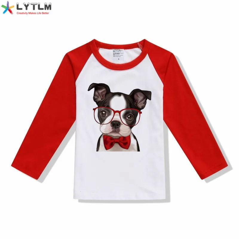 LYTLM/Летняя одежда для маленьких девочек с 3D рубашка Мопсом футболка Топы длинными