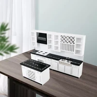 1 12 Scale Dollhouse Miniature Kitchen Cabinets Set  Mini Furniture Stove Counter Cabinets for Kitchen Decor