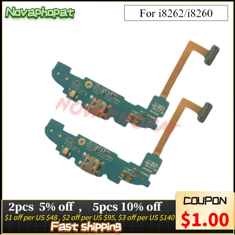 

Novaphopat Charger Port For Samsung Galaxy Core I8260 I8262 USB Dock Charging Port Connect Microphone Flex Cable Board +tracking