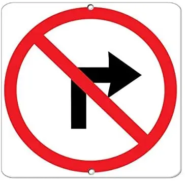 

Металлический дорожный знак без поворота направо, винтажный металлический жестяной знак, Декор для дома, бара, Постер, табличка 8x12 дюймов