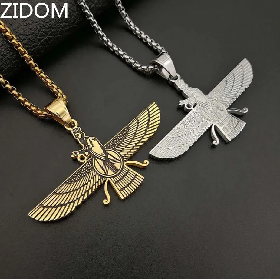 Ожерелье мужское из нержавеющей стали с подвеской в стиле хип хоп Иран фаравагар