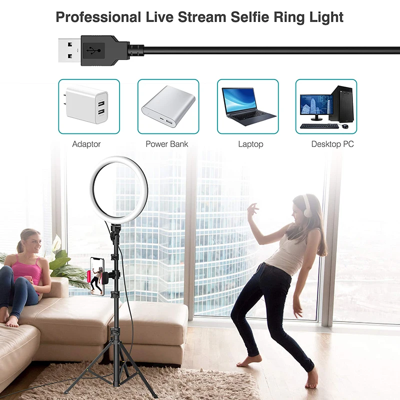 LED Ring Lights With Tripod 55 110 160 CM Phone Holder Selfie RingLights Camera Studio Video Lights for Youtuber TikTok Live