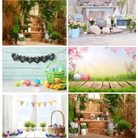 shengongbao spring easter photography backdrop rabbit flowers eggs wood board photo background studio props 2021318fh 01