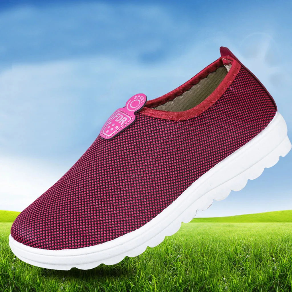 Женские сетчатые туфли на плоской подошве мягкие дышащие кроссовки повседневная