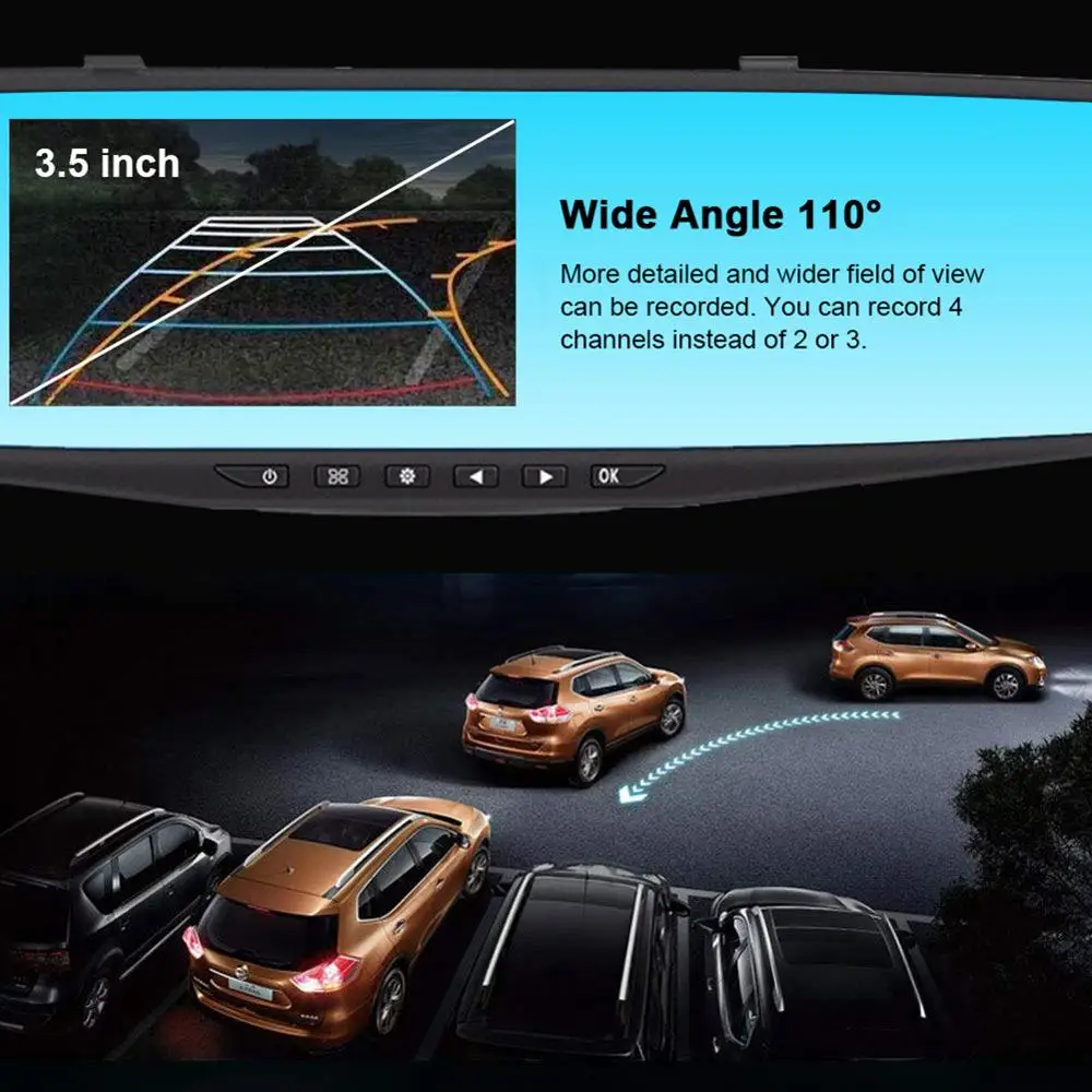 

3.5" LCD Screen Car Dash Cam Support Max 32GB HD 3.5 inch rearview mirror Digital hidden Car driving recorder car accessories