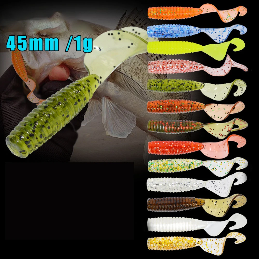 Приманка рыболовная с длинным хвостом воблер мягкий 12 шт./лот 45 мм 1 2 г