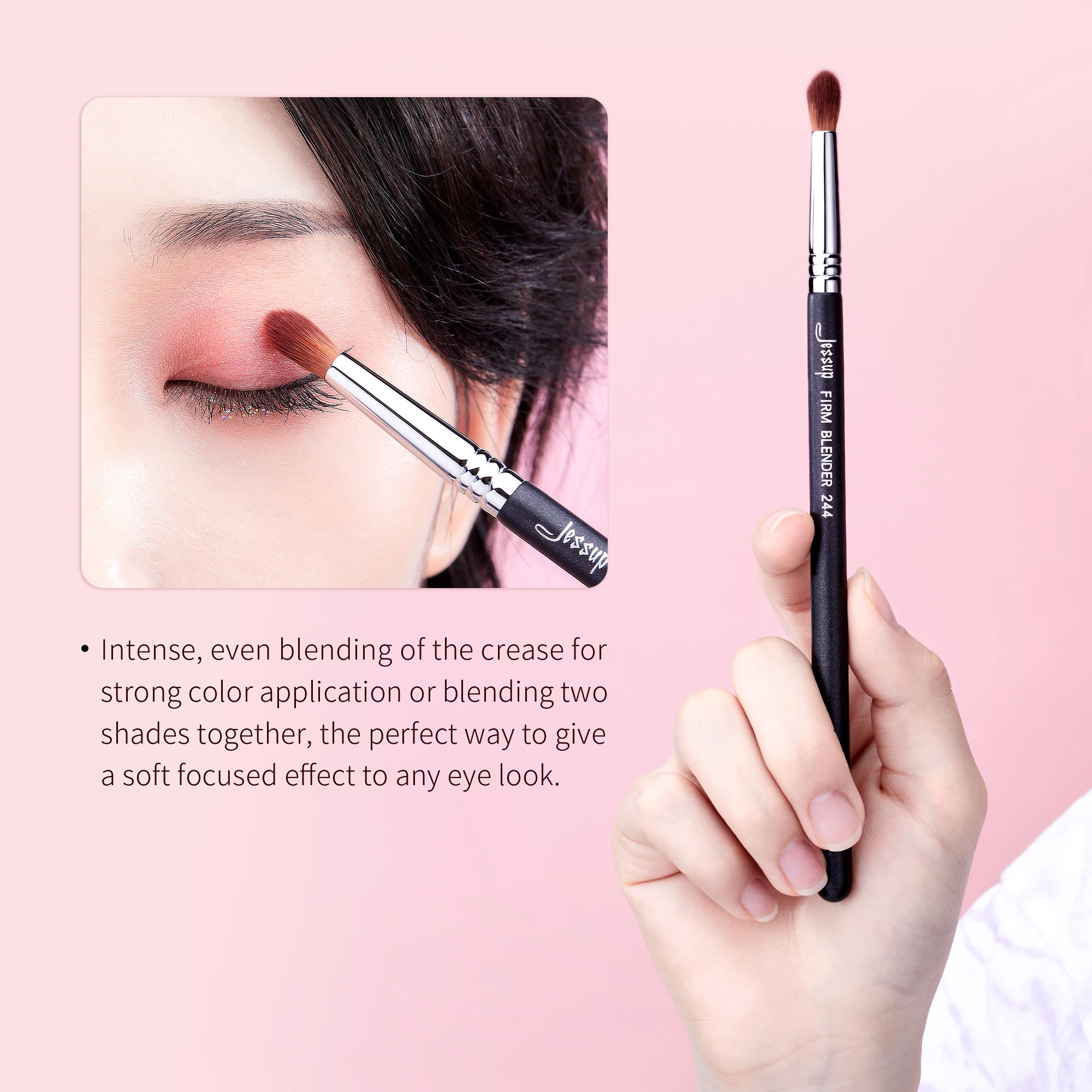 Jessup черная/Серебристая кисть для растушевки теней макияжа мягкие синтетические