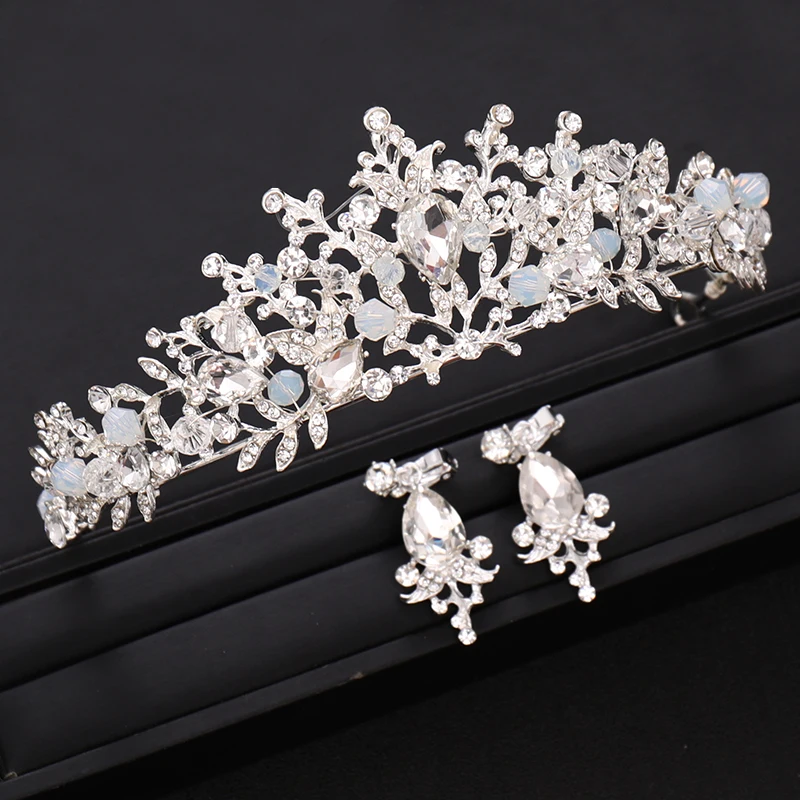 Свадебная Корона ручной работы для невесты с кристаллами серебряного цвета