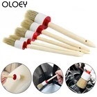 Щетка для мытья автомобиля с круглой деревянной ручкой бежевое искусственное колесо со щетиной Чистящая Щетка для приборной панели удобный, стирающийся авто