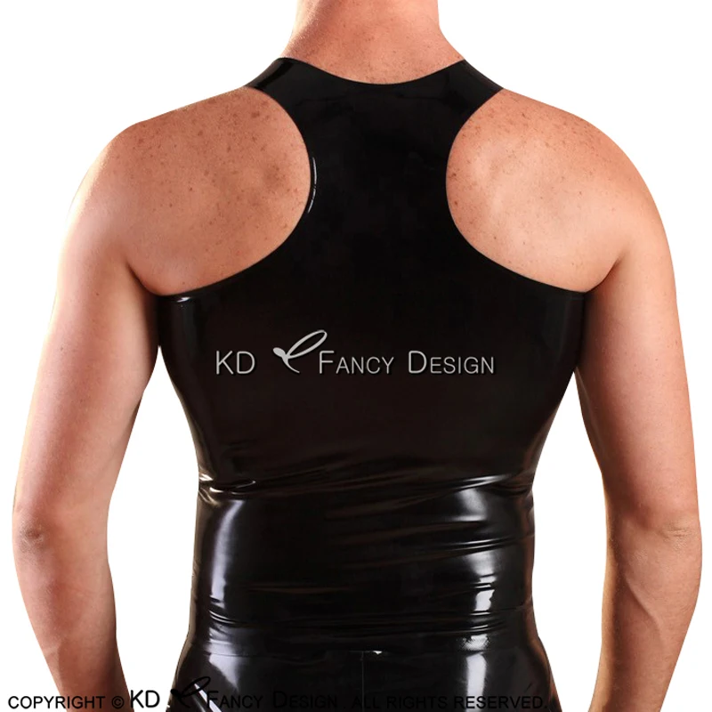 Черный сексуальный латексный жилет с застежкой-молнией спереди без рукавов в