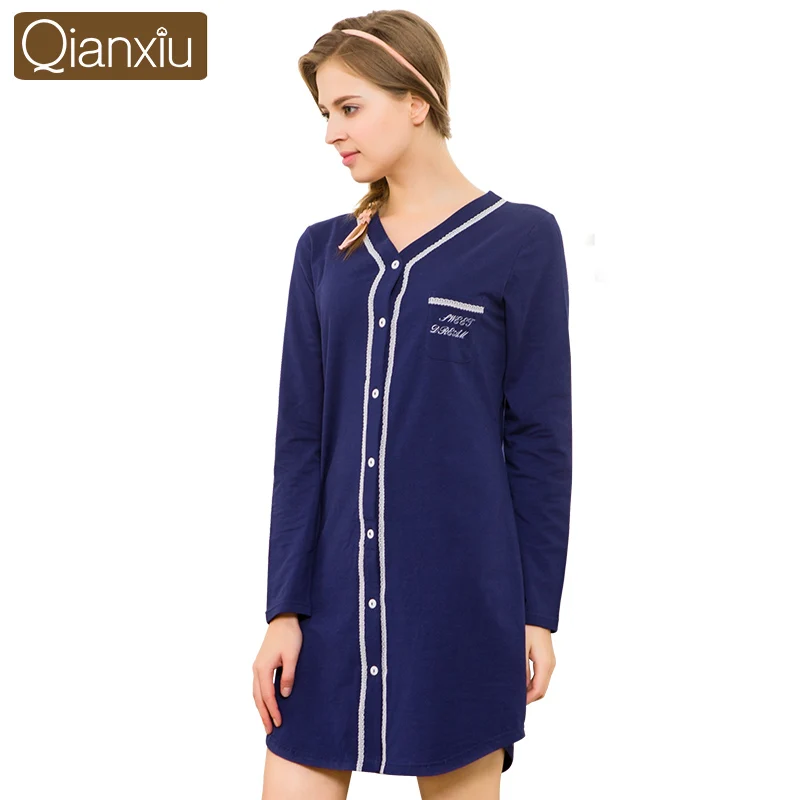 Sexy Nighty Plus Size Shirt Pajamas Robes White Womens's V-Neck Top Gown Nightgown Winter Sleepwear Sleepshirts Dress Homewear