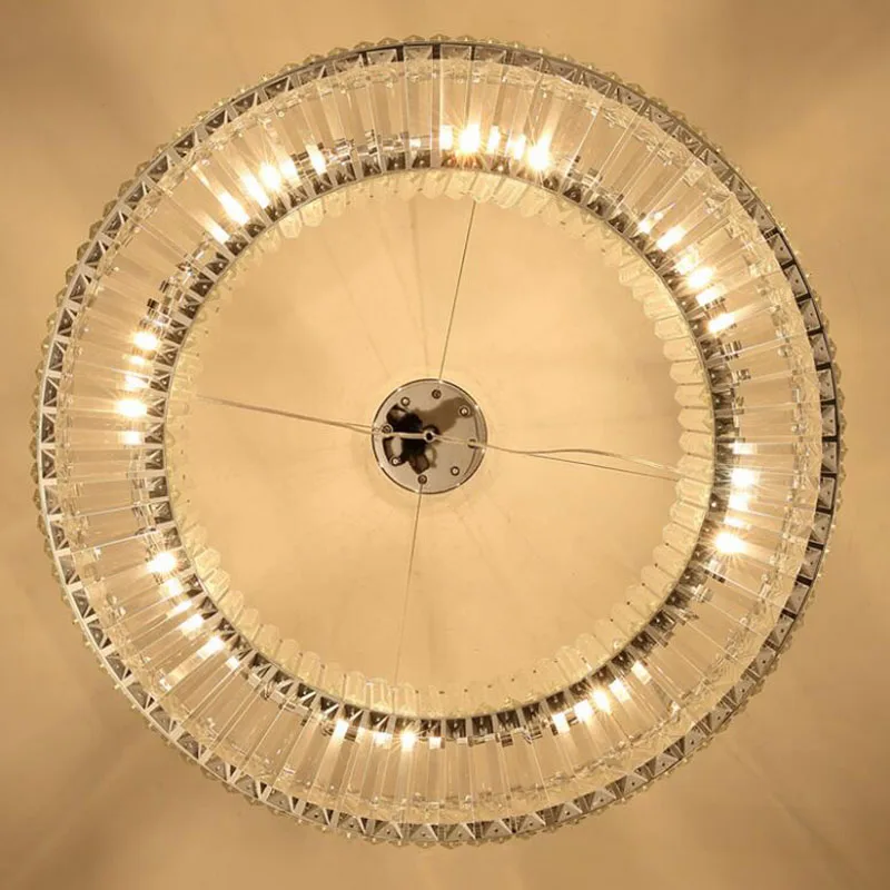 

Luxury Modern Crystal Chandelier Dining Room Bedroom Light Fixtures Round Living Room Crystal LED Bulbs Semiflush Mount Iron AC