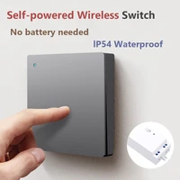 self pow wall light wireless switch self powered remote control no battery no wire ip54 waterproof indoor outdoor switc