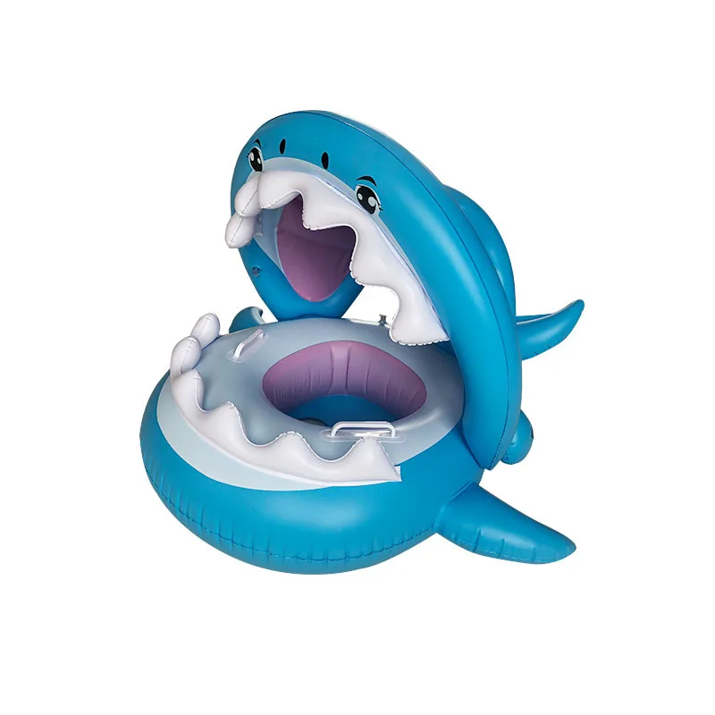 

New baby blue shark with sunshade seat ring baby seat ring swimming ring Floats Bathtub Pool Accessories Toys Child Swim Trainer