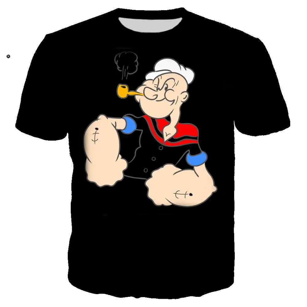 3D Printed Cartoon Popeye T shirt Men/women Summer Streetwear T-shirt Man Punk Crewneck Tshirt Clothes Oversized Tee Tops 5XL | Мужская
