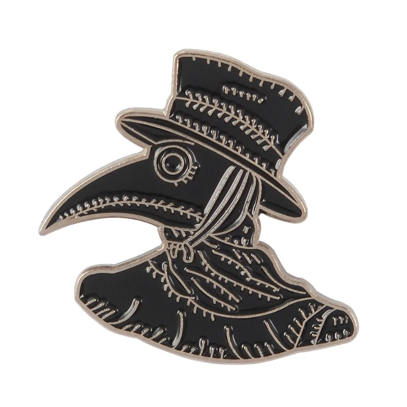 

Crow Enamel Pins Doctor crow Brooches Dark Punk Badges Lapel pins Shirt bag hat Steampunk jewelry gift brooches for women