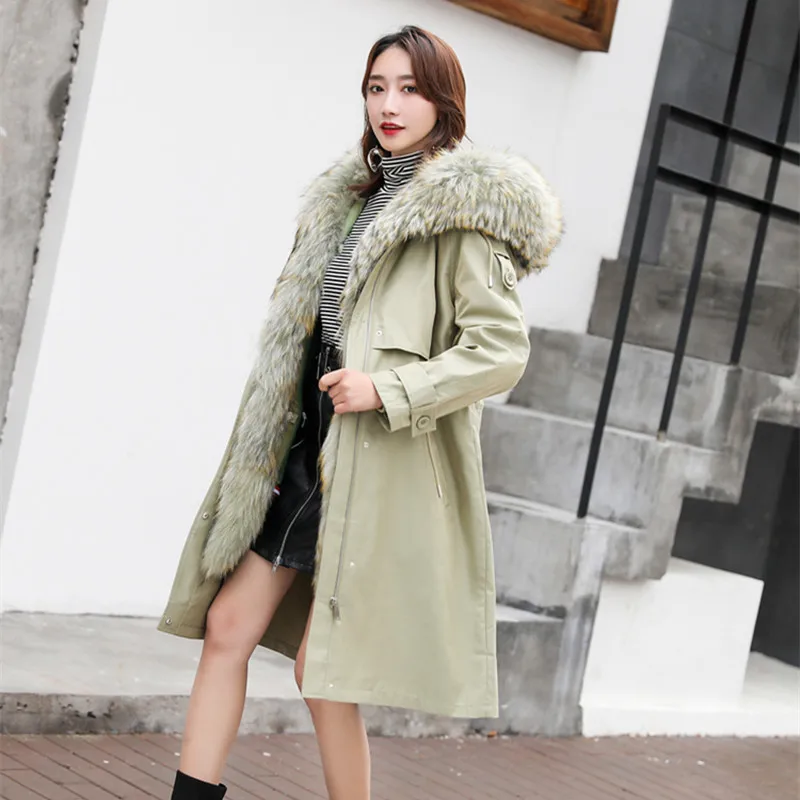 Женская парка с натуральным мехом Длинная зимняя шуба из кролика Рекс 2020 8908YY871 |