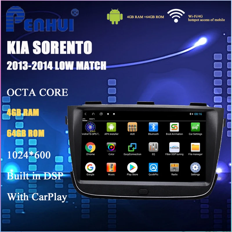 Автомагнитола для Kia Sorento 2013 2014 автомагнитола с DVD плеером GPS навигацией Android 10 0 2 din