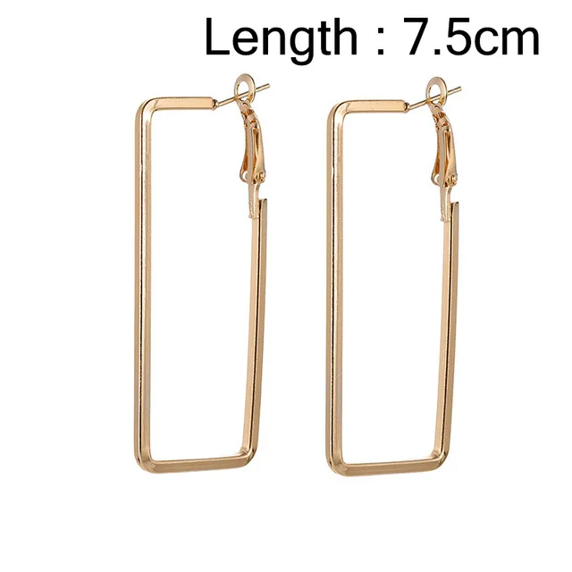 Gold 7.5cm Индивидуальные простые металлические треугольные геометрические серьги, винтажные серьги-кольца для женщин, модные ювелирные аксессуары, подарок - Окраска металла: Gold 7.5cm