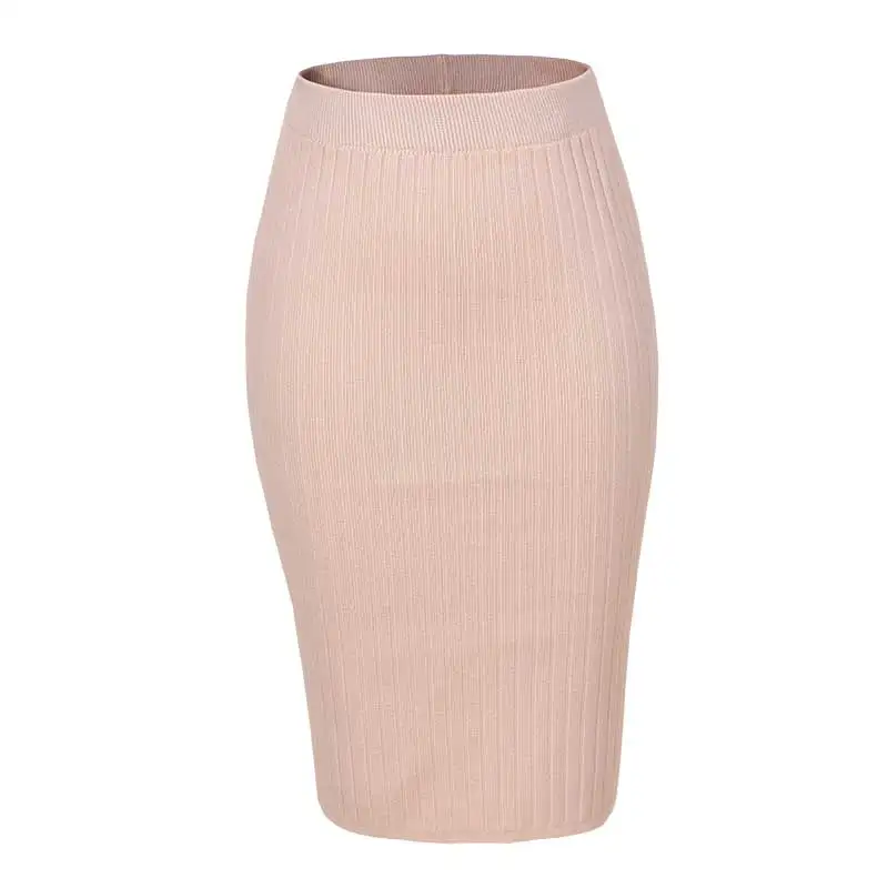 Beige Length 60 GLO-STORY, модный Женский Повседневный вязаный свитер, юбка, сексуальная элегантная рабочая одежда, Офисная Дамская длинная юбка - Цвет: Beige Length 60