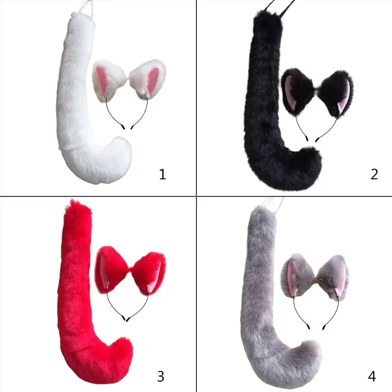 Однотонный плюшевый костюм в стиле аниме для косплея кота и волка бандана с