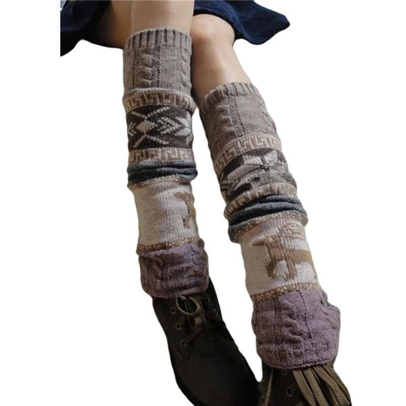 Женские вязаные гетры с мультяшным рисунком ребристые носки для вечерние