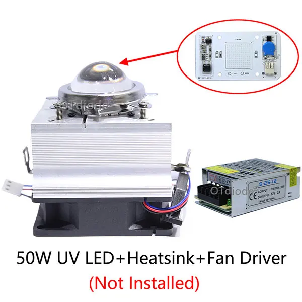 LED.Lens.Heatsink 50 Вт светодиодный черный светильник УФ лампа чип 365 нм 395 нм Ультрафиолетовый металлоискатель кварцевый флэш-светильник бактерицидный дезинфицирующий - Испускаемый цвет: LED.Lens.Heatsink
