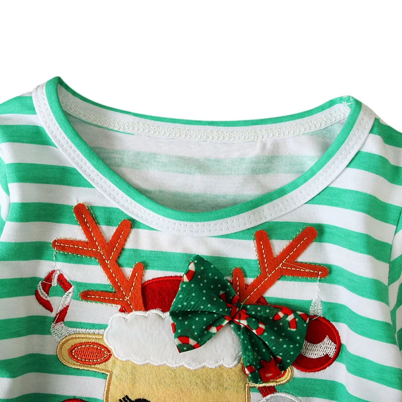 Новинка 2019 детское платье в полоску с оленем для маленьких девочек