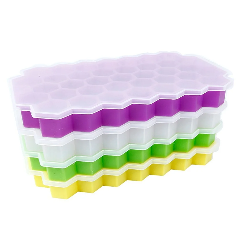 

3D Silicone Honeycomb Shape Ice Cube Tray Silicone Ice Cube Maker Mold with Lids for Ice Cream Party Whiskey Cocktail Cold Drink