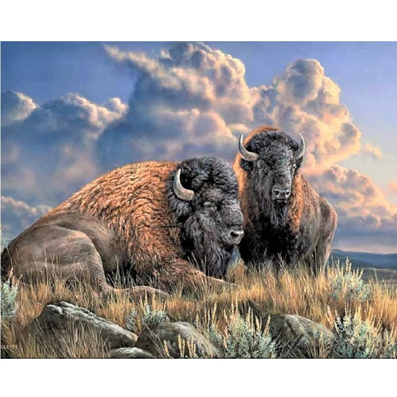 5d Сделай Сам Алмазная картина луга bison вышивка крестиком узор круговые украшения