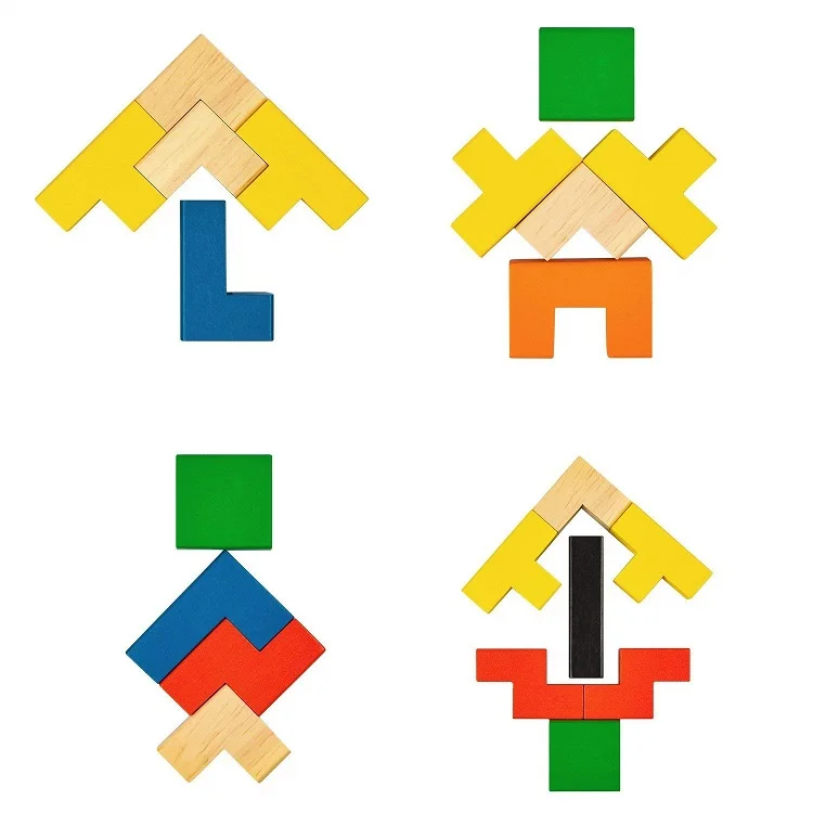 3D Colorf Деревянные Пазлы настольные Игрушки Tangram головоломка Пазлы для детей тетрис игра Развивающие игрушки для малышей деревянный подарок