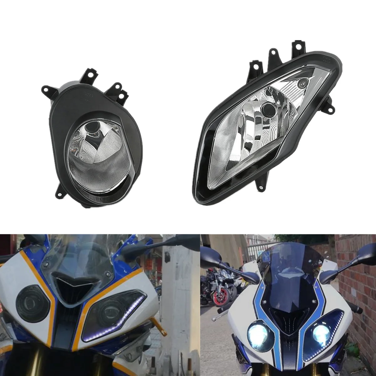 

New Motorcycle Headlight Lamp Assembly Kit Left Right Fit For BMW S1000RR 2009 2010 2011 2012 2013 2014 Clear