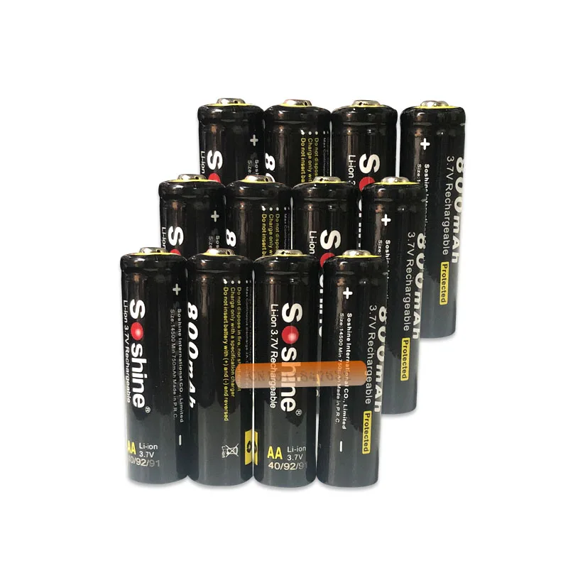 4 шт. 100% Оригинальные Литий-ионные аккумуляторы Soshine 14500 AA 3 7 в 800 мАч | Электроника