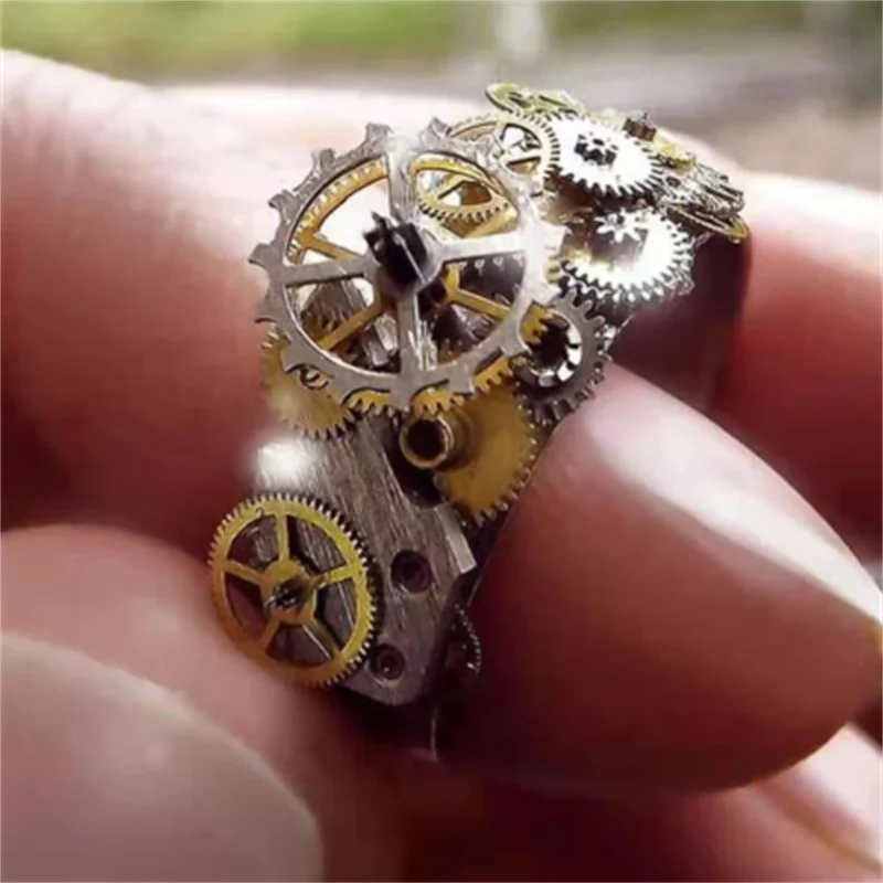 

New Craft Machinery Precision Silver Color Dial Ring Personality Banquet Ring Trend Party Ring Holiday Gift Ring Wholesale