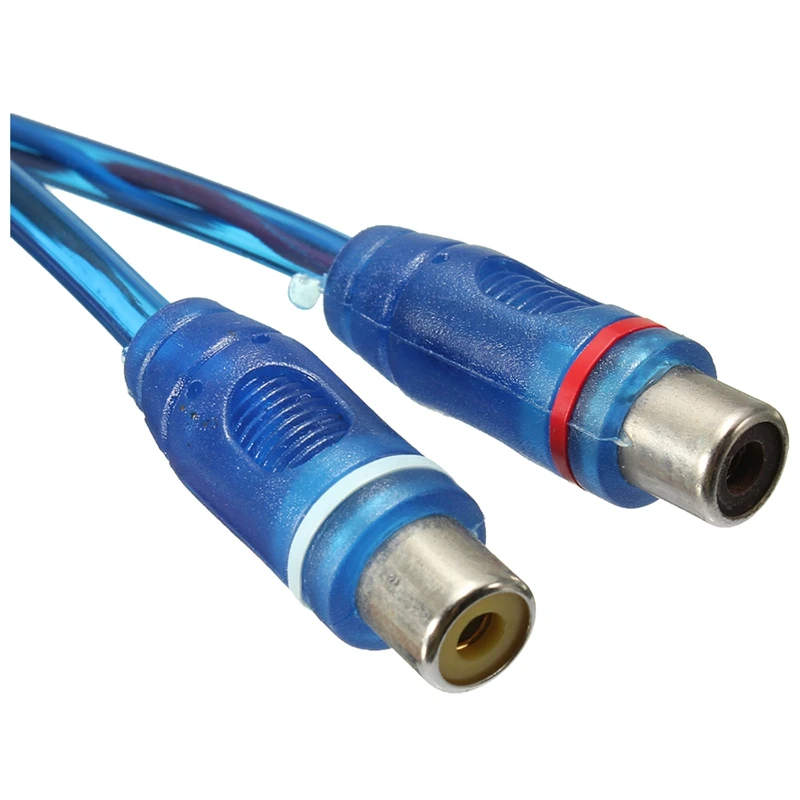 2x RCA Phono Y Splitter Lead Adapter Cable 1 Male To 2 Female Car Connector 30cm | Электроника