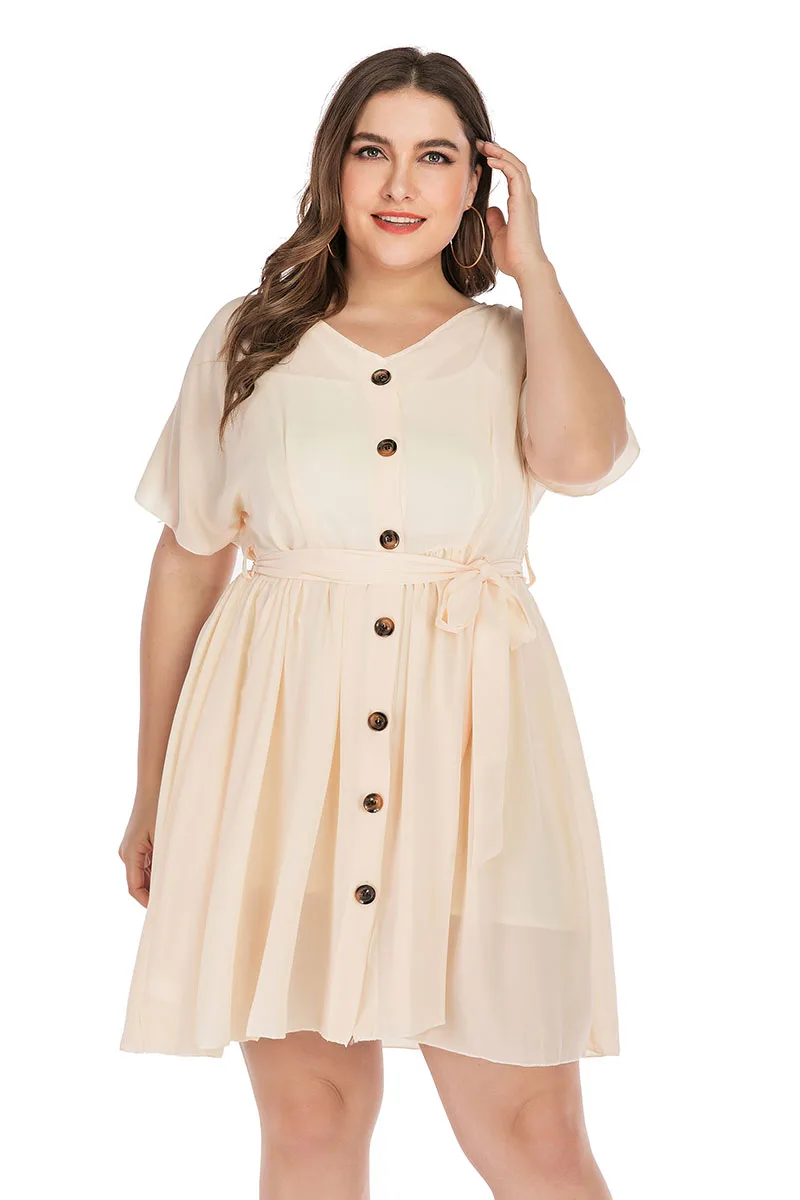 Весеннее модное сексуальное элегантное платье размера плюс 4XL бежевого цвета