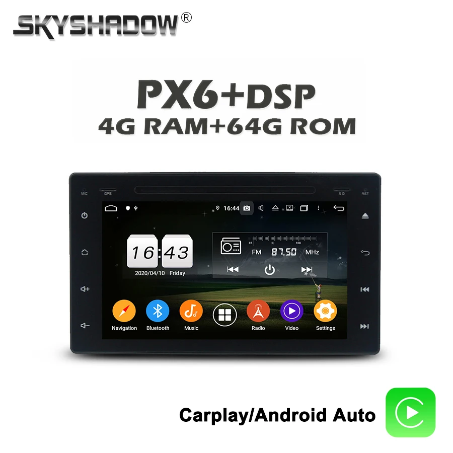 720P беспроводной автомобильный DVD плеер Carplay PX6 Android 10 4G + 64 Гб Wifi AHD RDS автомобильное
