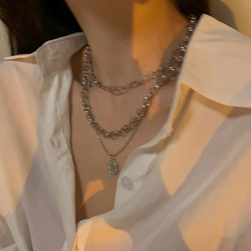 

2021 New Necklace For Women Trendy Accessories Stacking Design Sense Niche Light Luxury Necklace Female Hip Hop Clavicle Chain
