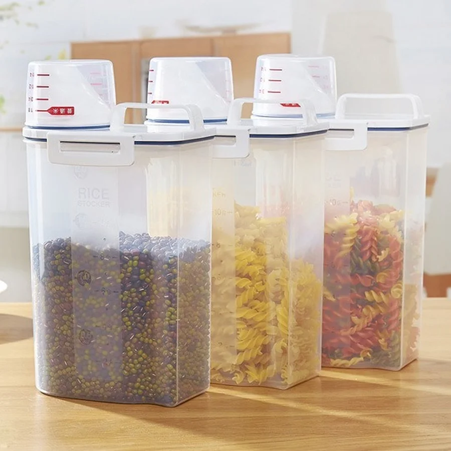 

Plastic Large Storage Containers Box Kitchen Fridge Food Storage Containers Kitchen Cuisine Rangement Cereal Dispenser DL60SP