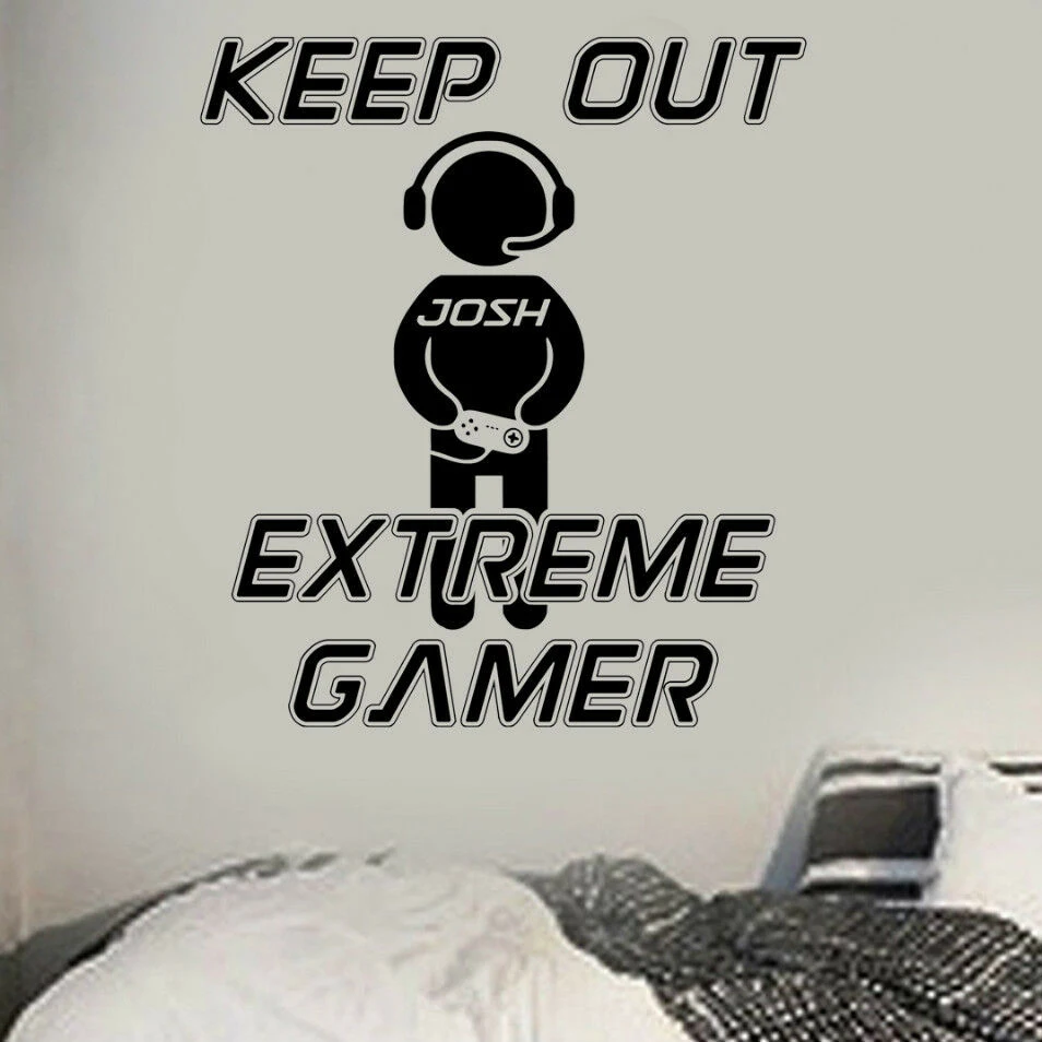 

Gaming Custom Art Wall Decal Vinyl Boys personalised Name Video Game Wall Sticker Game Room Boys Bedroom Decoration Mural Z729