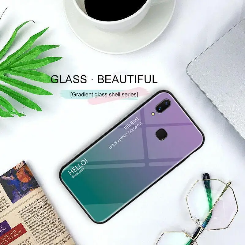 Противоударный чехол из закаленного стекла с градиентом для Huawei Nova 5 P30 P20 Mate20 10 Lite