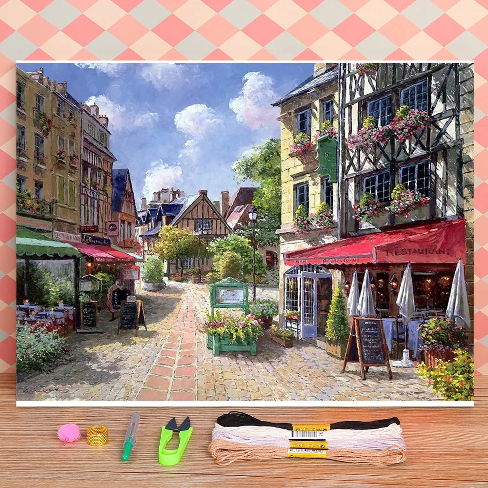 

Водорастворимый холст с принтом рождественской деревни 11CT Вышивка крестом полный комплект DMC нитки ручной работы штампованные